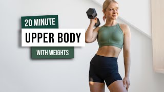 20 MIN TONED UPPER BODY Workout with Weights  Intense Push amp Pull Home Workout with dumbbells [upl. by Chancellor]