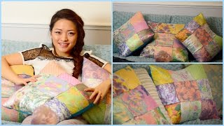 DIY Bohemian Patchwork Pillow Case Using Fabric Scraps  Little Bling Ring [upl. by Eylrahc]