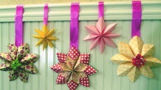 How to fold a flower decoration floral party decor origami [upl. by Mairim]