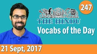 ✅ Daily The Hindu Vocabulary 21 Sept 2017  Learn 10 New Words with Tricks  Day247 [upl. by Aihsetel]