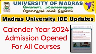 Madras University IDE CY 2024 Admission Opened For All UGPGDipPG Dip Certificate Programs [upl. by Bremen]