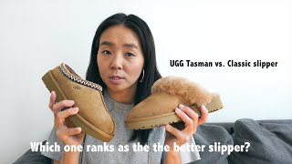 UGG Classic Slipper 2 vs UGG Tasman Slipper Shoe Review [upl. by Dnallor]