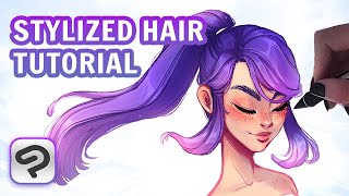 How I Paint Stylized HAIR Tutorial in Clip Studio Paint [upl. by Aneleairam]