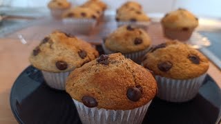 MUFFINS INTEGRALES con PEPITAS de CHOCOLATE CocinaconDisha [upl. by Benil]