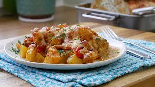 Hähnchen Kartoffel Auflauf mit Paprika Rezept  Chicken Potato Bake with Paprika  ENG SUBS [upl. by Solrak596]