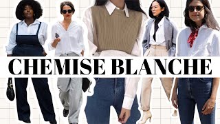 10 ASTUCES POUR ÊTRE TENDANCE ET ORIGINALE EN CHEMISE BLANCHE [upl. by Pascasia149]