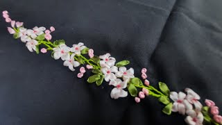 Flowers ribbon embroidery tutorial  Ribbon Embroidery [upl. by Vasquez]