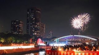 天神祭 船渡御amp奉納花火 2012 大阪 Tenjin Matsuri Festival Fireworks Osaka Japan [upl. by Gabey]