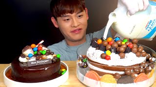 ASMR 우유폭포 떨어진 🍫 초코 오레오 케이크 먹방 Milk Falls With Chocolate Cake Oreo Cake MuKBang [upl. by Nema]