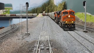 Model Railroad Full Mainline CAB RIDE – HO Scale BNSF Marias Pass [upl. by Eniamrehs]