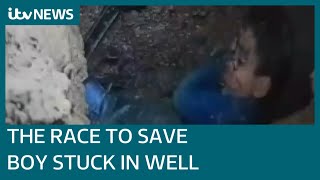 Ongoing rescue mission to save fiveyearold boy trapped in Moroccan well  ITV News [upl. by Lehcear]