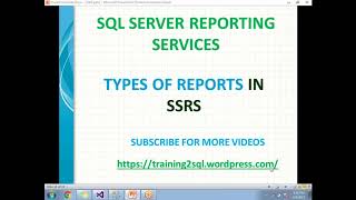 12 TYPES OF REPORTS IN SSRS  REPORT TYPES IN SSRS [upl. by Ellen]