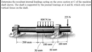 Determine the resultant internal loadings acting on the cross section at C of the machine shaft show [upl. by Beaufert790]