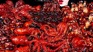 ASMR BLACK BEAN NOODLES SPICY SEAFOOD SPICY ENOKI MUSHROOM 해물찜 OCTOPUS CHICKEN 짜장라면 먹방 MUKBANG [upl. by Tolman]