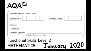 Functional Skills Maths L2 Jan2020 AQA [upl. by Hayott]