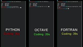 Python vs Fortran vs Octave Matlab sidebyside performance comparison [upl. by Avla]