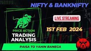 Live Trading Nifty amp Banknifty 1st feb nifty50 banknifty MCX [upl. by Ahtnahc]