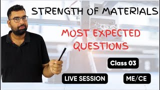 Most Expected Questions of Strength of Material Live session at 700 Pm [upl. by Sheffield475]