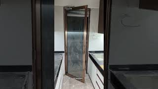 new glassdoor kitchen rosegold kitchendoor interiordesign glass mumbai aluminiumdoorsslime [upl. by Eissehc]