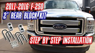 How to install Superlift f250 2 inch rear blocks lift kit  2quot rear block installation f350 [upl. by Ieppet443]