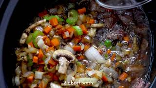 Slow Cooker Beef Barley Soup [upl. by Ymmit]