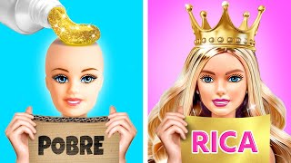 TRANSFORMACIÓN TOTAL DE BARBIE A PRINCESA  Trucos de belleza y miniaturas para muñecas por 123 GO [upl. by Polish]