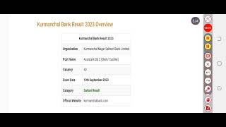 Kurmanchal Bank Result 2023  Cut Off Merit List [upl. by Yllib]