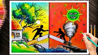 Anti tobacco day poster drawing easyvyasan mukti Chitra tambaku mukt drawing no smoking drawing [upl. by Elrebma129]