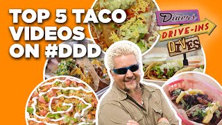 Top 5 Craziest DDD Taco Videos with Guy Fieri  Diners DriveIns and Dives  Food Network [upl. by Nehgam690]