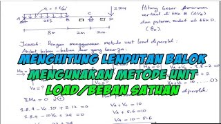 Lendutan Balok metode Unit load atau Beban Satuan elearning [upl. by Harbard284]