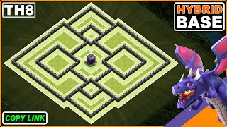 NEW TH8 Hybrid Base 2024 COPY LINK  Clash of Clans [upl. by Lorelei264]