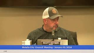 Molalla City Council Meeting  January 10 2024 [upl. by Ahsienal]