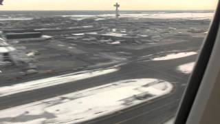 Delta 767 takes off from a Snow covered JFK Airport New York [upl. by Riha]