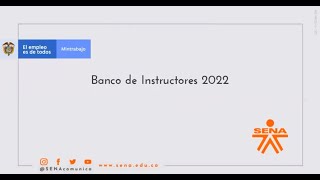 Banco de instructores contratistas SENA 2022 Explicación de perfiles [upl. by Eilac]