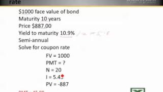 Finding Coupon Rate of a Coupon Bond 633 [upl. by Bette-Ann]