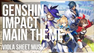 Viola Sheet Music How to play Genshin Impact Main Theme by Yu Peng Chen [upl. by Anaynek]