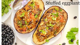 Stuffed brinjal recipe  eggplant recipe  quick baigan sabji Vegan 2021 [upl. by Suirtimed]