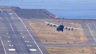 Landing amp Takeoff at Madeira Airport Lockheed C130 Hercules Portuguese Air Force [upl. by Tenay509]