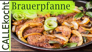 Deftige Brauerpfanne Nackensteaks mit blonden Zwiebeln [upl. by Fiedling415]