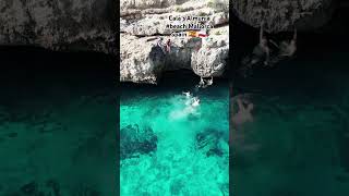 Cala sAlmunia beach Mallorca Spain 🇪🇸 🇵🇱 DJI mini 3 pro Polish jump 👋😆😂👋👍 80smusic [upl. by Yendahc]