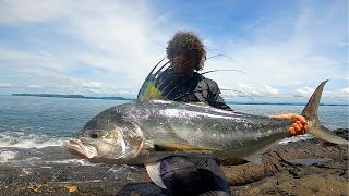 Big Roosterfish On Surface lure  Testing Long Cast Travel Rod part 2 [upl. by Wilhelmine]