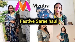 त्योहारों की तैयारी Affordable Saree haulMyntra saree Review Festive Season Saree haul [upl. by Esereht440]