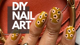 SIMPLE FLOWER NAIL ART USING DOTTING TOOL  DIY NAIL ART [upl. by Mapes]