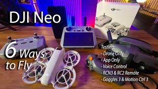 DJI Neo  Testing SIX Different Ways to Control  Voice Control RC2 FPV Goggles 3 [upl. by Gnoht521]