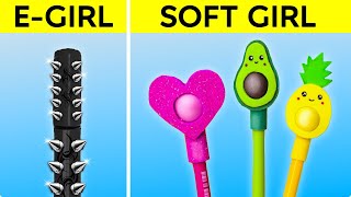 EGIRL VS SOFT GIRL SCHOOL HACKS  Who is better Cool Hacks amp Cheat🤫 Tricks by 123 GO CHALLENGE [upl. by Anrev822]