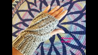 Crochet Quick Easy Beginner Kathys Divine Fingerless Mittens DIY Tutorial [upl. by Norab385]