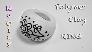 DIY Polymer Clay Tutorial Drawn Ring  Arcilla polimérica Anillo  Argilla polimerica Anello [upl. by Basilio]