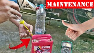 Distilled water refilling in bike battery at home  Maintenance of bike battery [upl. by Karen]