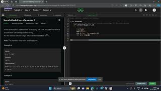 Sum of all substrings of a number GFG POTD Python Solution geeks for geeks [upl. by Lesli378]