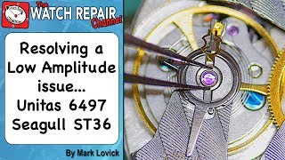 Unitas 6497 Low Amplitude performance problem Seagull ST36 ST3600 Watch Repair Lesson [upl. by Namqul]